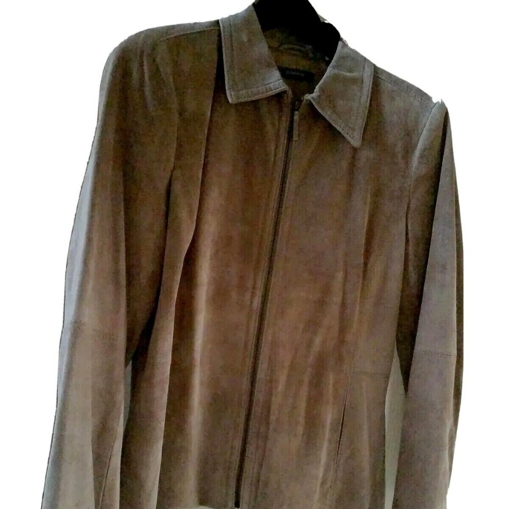 Vintage Liz Claiborne Camel/Wheat 100% Genuine Suede Leather Moto Jacket
